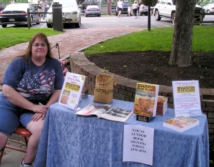 Author Mary A. Shafer promoting her books at a July 4th event